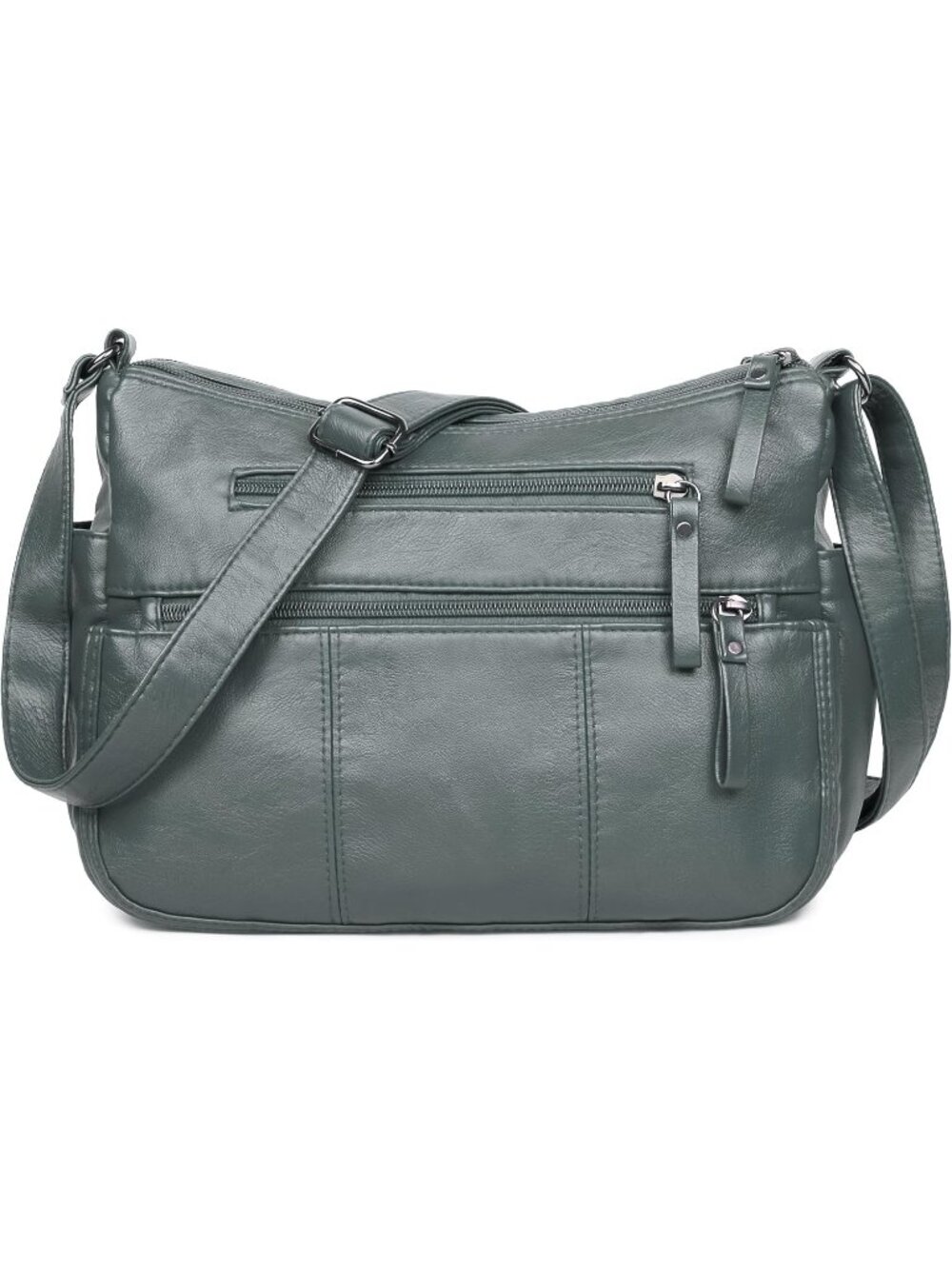 Women's Grey Soft PU Leather Ladies Crossbody Purse Pocketbooks Shoulder Bag